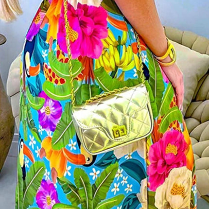 Women's Dresses 2024 Summer Tropical Print Backless