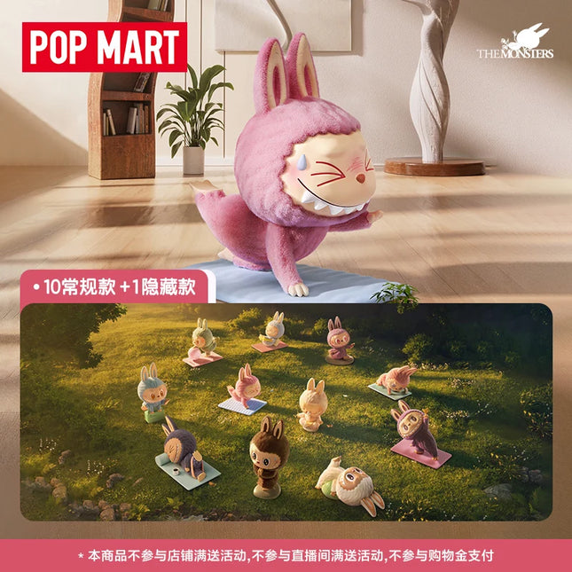 Genuine 100% Pop Mart Labubu The Monsters Lazy Yoga Blind Box Collectible Gift  Handmade Art Figure Set    