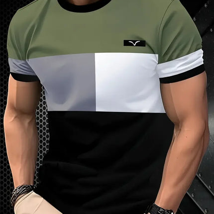 Summer Classic Men's T-shirt Outdoor Round Neck Short Sleeve Top Stripe Print Street Loose T-Shirt Male Oversized Clothing