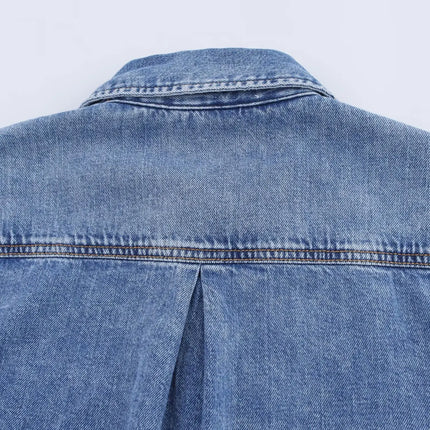 Spring Women's Suit Short Denim Shirt Jacket High Waist Department With Wide Leg Pants 2025 Casual Jacket Jeans 2-piece Set