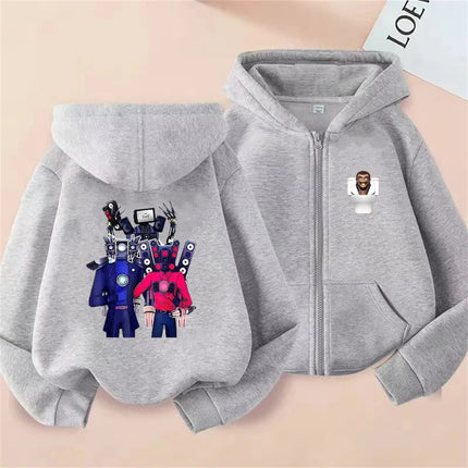 Children Anime Tops Hoodie Kids Zipper style Skibidi Toilet Boys black Girls pink 3-12 Year leisure Long sleeves Sweatshirt