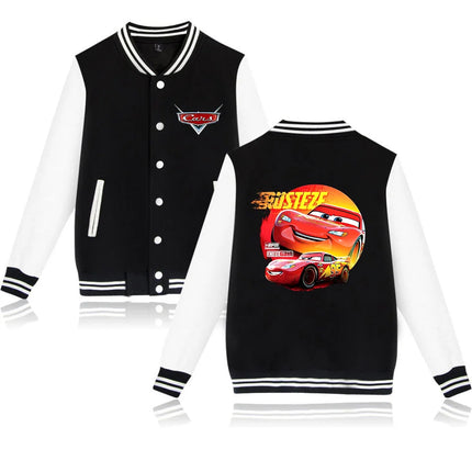 Cars Lightning McQueen Baseball College Jacket Oversized Men Clothes jacket Personality Street coats Anime Jackets Costume kid