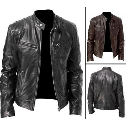 Leather Jacket Coats Warm Thick Fleece Zipper Cardigan Male Outerwear Male Vintage Casual Motor Biker Faux Leather Jacket