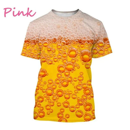 Funny Bubble Beer 3D Printed T Shirt For Men Fashion Graphs T-shirt Summer Gym Sports Short Sleeve Tees Quick-drying Women Tops