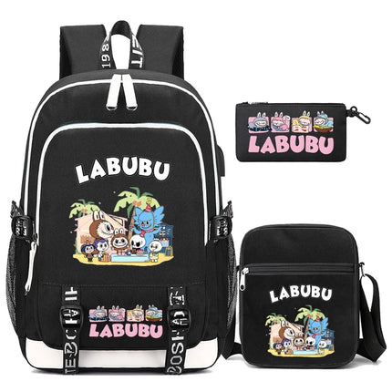 3Pcs/set Cute Backpack Shoulder Bag Pencil Case Boy Girl Teen Student Backpack Schoolbag Women Large Capacity Travel Bag Mochila