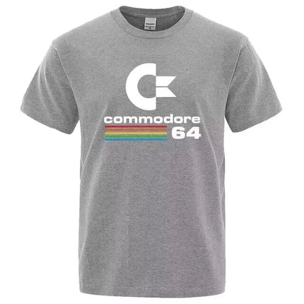 Summer Commodore 64 Print T Shirt C64 SID Amiga Retro Cool Design Street Short Sleeve Top Tee Cotton Clothing Loose Men T-shirts