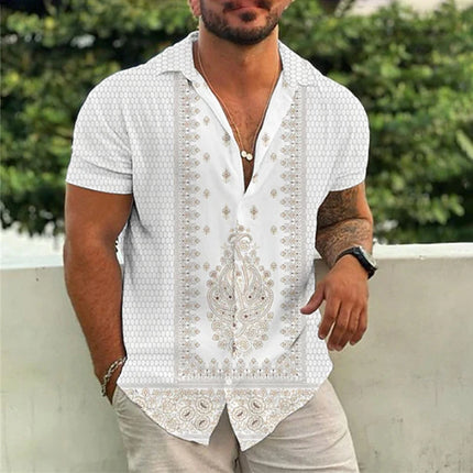 New arrival shirts men business beauty casual 3D printed short sleeve shirts party street vacation spring and summer lapel short