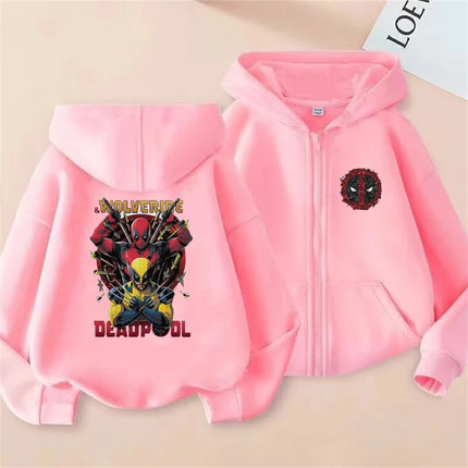 Deadpool & Wolverine Children Zipper cardigan Hoodies Girl Boy Kids Autumn Winter Clothing  Casual black Tops Sweatshirts