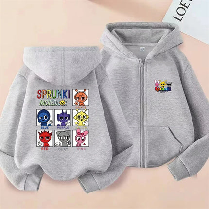 Sprunki Zipper Hoodies for Children Incredibox Anime Figures Girl Sweatshirt Kids Spring Autumn Pullover  Gift Boy's Clothes