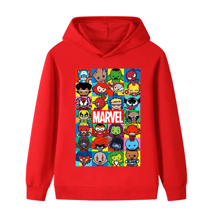 Marvel Superhero Cartoon Fashion Printed Long-sleeved Hoodie for Boys Children's Clothes Autumn and Winter Outdoor Warm Sweater