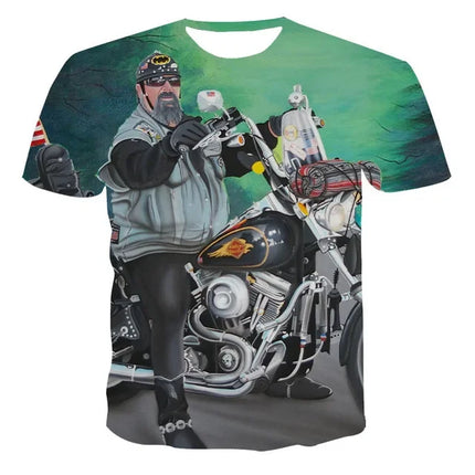 New Heavy Duty Motorcycle Harley Printed T-shirt 3D Men's and Women's Fashion Outdoor Sports T-shirt Summer Casual Cool Personal