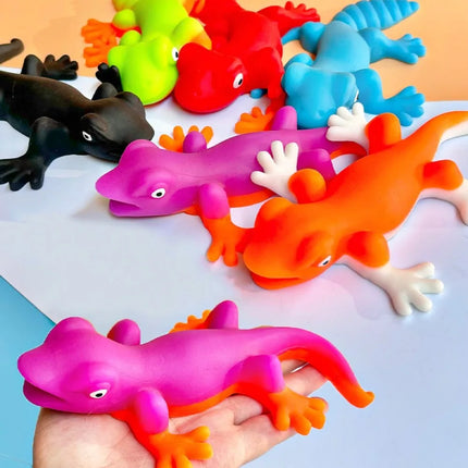 Cartoon TPR Stretchy Lizard Toy Simulation Lizard Colorful Squishy Toy Soft Stress Relief Squeeze Fidget Toy Children