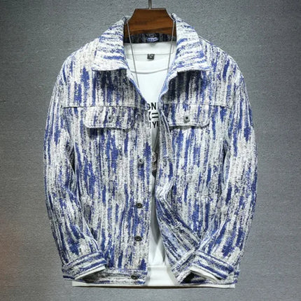 Summer New Men Pure Colour Denim Jacket Single-breasted Lapel Daily Casual Coats
