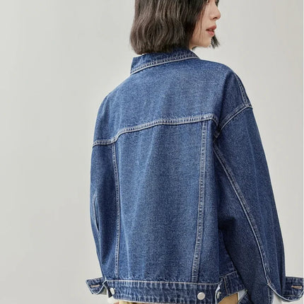 SENTUBILA Embroidery Cotton Denim Jackets for Women 2025 Spring Casual Short Denim Coat Female Long Sleeve Outerwear W43W56028