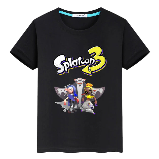 Splatoon print t shirt for kids boy 10year Cartoon 100%Cotton Short anime Tees Tops pride tshirt y2k one piece girls clothes