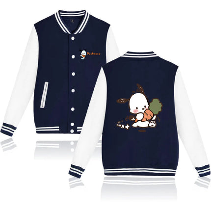 Pochacco Bomber Jacket Women Men Autumn Baseball Jacket Coat Cartoon Kid Streetwear Harajuku Bomber College Jacket