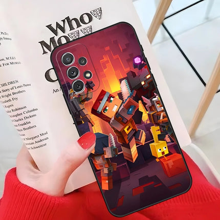 MINISO-Cute M-Minecraft Block World Phone Case For Samsung Galaxy A55 A54 A53 A52 A34 S24 S25 FE Ultra S23 Cover