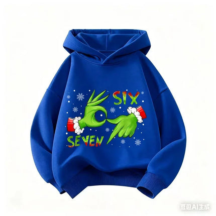 Unisex Cute Six Seven Hoodie, Crew Neck Hoodies for Boys and Girls, Children's Clothing, Funny Brainrot 67 Sweatshirts