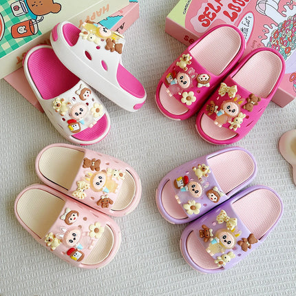 New Popular Cartoon Bear Versatile Eva Slippers for Boys and Girls, Fashionable Double Soft-Soled Non-Slip Sandals 831