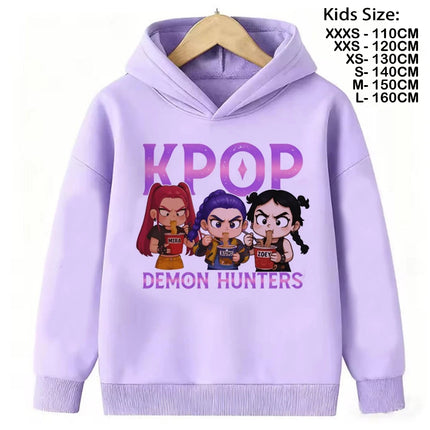 KPop Demon Hunters Hoodies Teenage Girls Boys Rumi KPop Demon Hunters Hoody Autumn Casual Long Sleeve Children Clothing