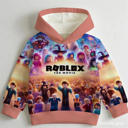 Loose Fit 3D Roblox Hoodie Kids 3-14Y Spring Autumn Boys Clothes Girls Outfit