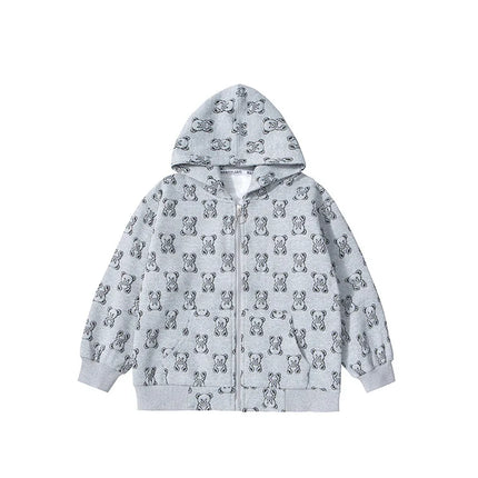 Spring Autumn Boys All-Over Printed Zip Sweatshirt Jackets School Kids Track Hoodie Coat Child Outfit Tops Workout Jumper 3-14Yr