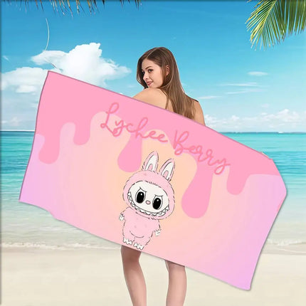 Cartoon L-Labubu L-Laptop Big Microfiber Beach Towels Quick Dry Towel Sand Beach Towels Pool Towel For Travel Swim Pool Yoga