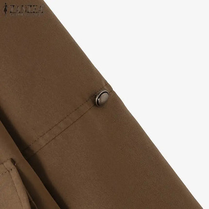 Stylish Spring Jackets Women Vintage OL Coats ZANZA Casual Long Sleeve O-Neck Outwear Solid Buttons Down Coat Female Tops 2024