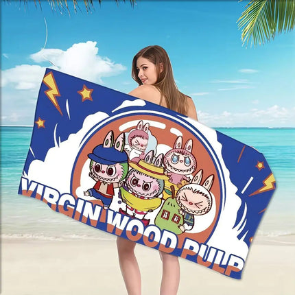 Cartoon L-Labubu L-Laptop Big Microfiber Beach Towels Quick Dry Towel Sand Beach Towels Pool Towel For Travel Swim Pool Yoga
