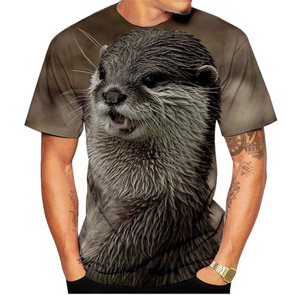 Cute Otter Graphics T Shirts Summer Fashion Short Sleeve Funny 3D Animals Printed Men Women T-shirts Casual Loose Harajuku Tees