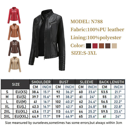 2025 Women's Leather Jacket Spring Autumn Thin Motorcycle Suit European Size Leather Jacket Short Fashion Women's Jacket