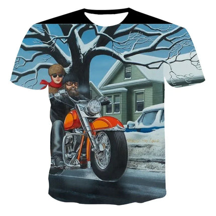 New Heavy Duty Motorcycle Harley Printed T-shirt 3D Men's and Women's Fashion Outdoor Sports T-shirt Summer Casual Cool Personal