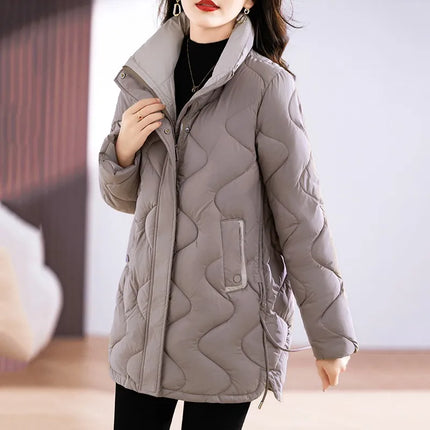 Winter Coat Women Fashion Down Cotton Hooded Jacket Casual Loose stand collar Solid Warm Thick Outwear Parka