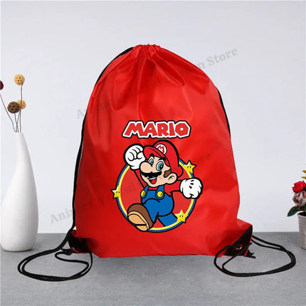Super Mario Drawstring Bag for Men Women Anime Cartoon Portable Shopping Bags Fashion Simple Handbag Fitness Yoga Storage Pouch