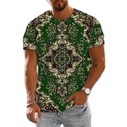 Summer Fashion National Characteristic Clothing Printed Men's And Women's Casual Round Neck Short Sleeve Hip Hop Street T-shirt