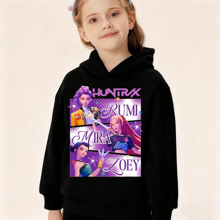 Autumn and winter KPop Demon Hunters boys and girls clothing children's long-sleeved hoodie fashion warm plus velvet sweatshirt