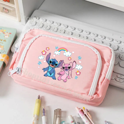 Disney Stitch High-capacity Pencil Bag for Students Anime Cartoon Fashion Pen Case Stationery Storage Pouch School Supplies Gift