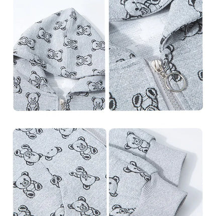 Spring Autumn Boys All-Over Printed Zip Sweatshirt Jackets School Kids Track Hoodie Coat Child Outfit Tops Workout Jumper 3-14Yr