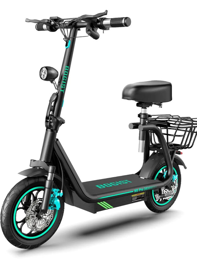 New upgrade Bogist M5 Pro+ 500W 48V 15Ah 12.5 inch inflatable wheels Electric Bike with Storage basket and front shock adsorptio