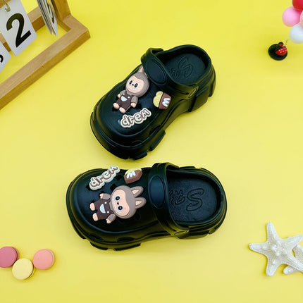 New Cartoon Letters Fashionable and Versatile Clogs Soft-Soled Non-Slip Toe-Cap Sandals for Boys and Girls Family Slippers 606