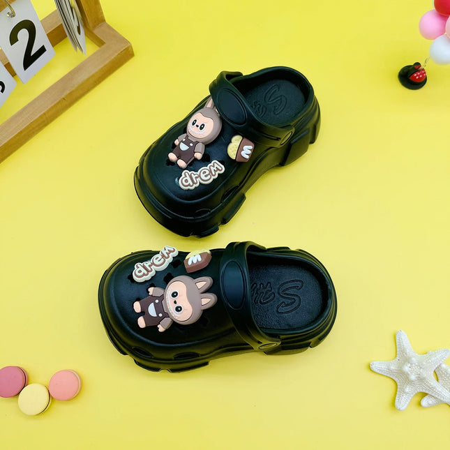New Cartoon Letters Fashionable and Versatile Clogs Soft-Soled Non-Slip Toe-Cap Sandals for Boys and Girls Family Slippers 606