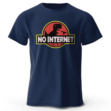Men's No Internet Printed T-Shirt 100% Cotton Oversized Funny Graphic Tees for Men Women Summer Tops