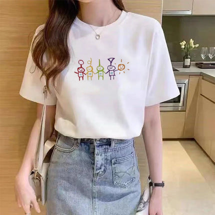 Summer Cotton T Shirts Women Kawaii Printed Shirt Funny Graphic Korean Clothing Top Harajuku Ulzzang Tshirt Female Oversized Tee