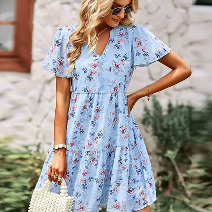 Msfilia Fashion Floral Dress Women Spring Loose Chic Printed Dresses