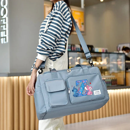 Disney Stitch High-capacity Luggage Bag with Shoes Box Men Women Anime Sport Fitness Yoga Portable Handbag Fashion Traveling Bag