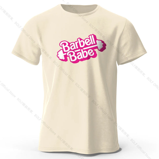 Barbell Babe Printed Women's T-Shirt 100% Cotton Oversized Graphic Tees for Women Tops