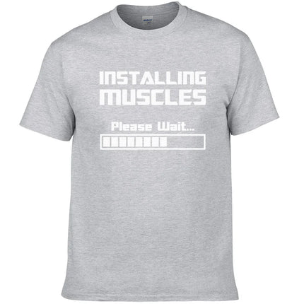Summer New Tshirts Installing Muscles Please Wait Loading Bar Funny Print T Shirt Men Women  Cotton Short Sleeve Cool Tees #310