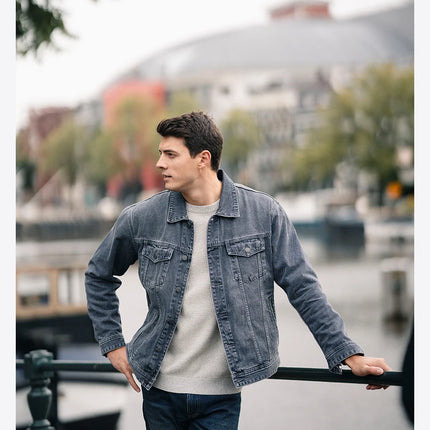 SIMWOOD 2025 Spring New Oversize 12.5oz Classical Denim Jackets Men Washed Vintage Casual Jacket