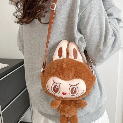 Cute Plush Crossbody Bag Cartoon Elf Surrounding Soft Polyester Single Shoulder Satchel Machine Catcher Bag Zipper Closure
