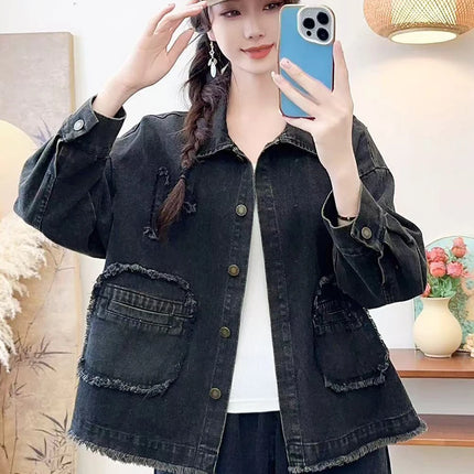 Max LuLu 2025 Spring Vintage Design Clothes Womens Fashion Denim Jackets Ladies Loose Classic Coats Casual Patchwork Outerwear